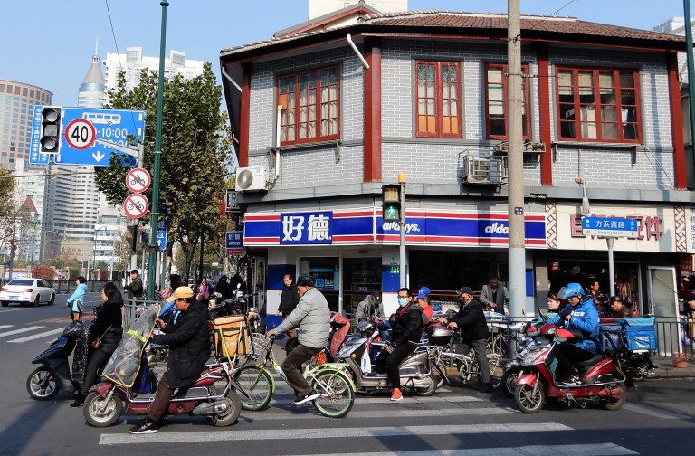 shanghai - traffic scooters